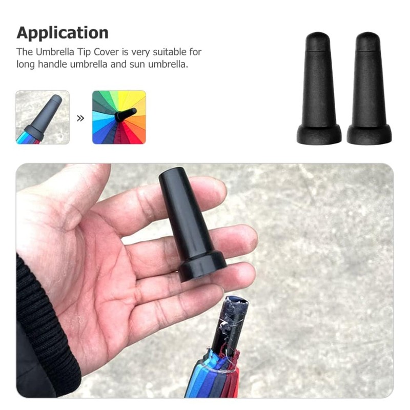 CLISPEED 2Pcs Umbrella Tips Waterproof Rubber Umbrella End Caps Sticks
