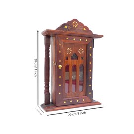 SOGRA Handicraft Premium Pakka Wood Key Holder-Square Design Keychain Holder - (11 x 8 x 2.5 Inch) Crafted by Saharanpur Artisans- Wooden Brown Color for Big Size Keys