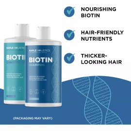 Maple Holistics Biotin Champú Y Acondicionador Para Pérdida De Cabello 16oz