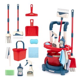 Juguetes del Hogar Juego de Limpieza para Niños Set de 12 Piezas Desmontables con Escoba Trapeador y Recogedor Kit de Limpieza Montessori y Juguetes d
