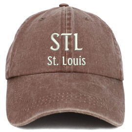 Trendy Apparel Shop STL St. Louis Embroidered Pigment Dyed Washed Baseball Cap - Chocolate