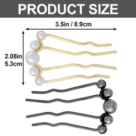 JYvivid 2 Pcs Pearl Hair Pins, French Twist Hair comb, Pearl Hair Comb, Pearl Pins for Hair, Brides, Bridesmaid, Wedding, Party, Daily, Holiday (Gold, Gun Black)