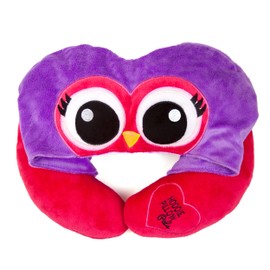 HoodiePillow Pals Snuggly Travel Neck Pillow for Kids with Hood - Pink Owl