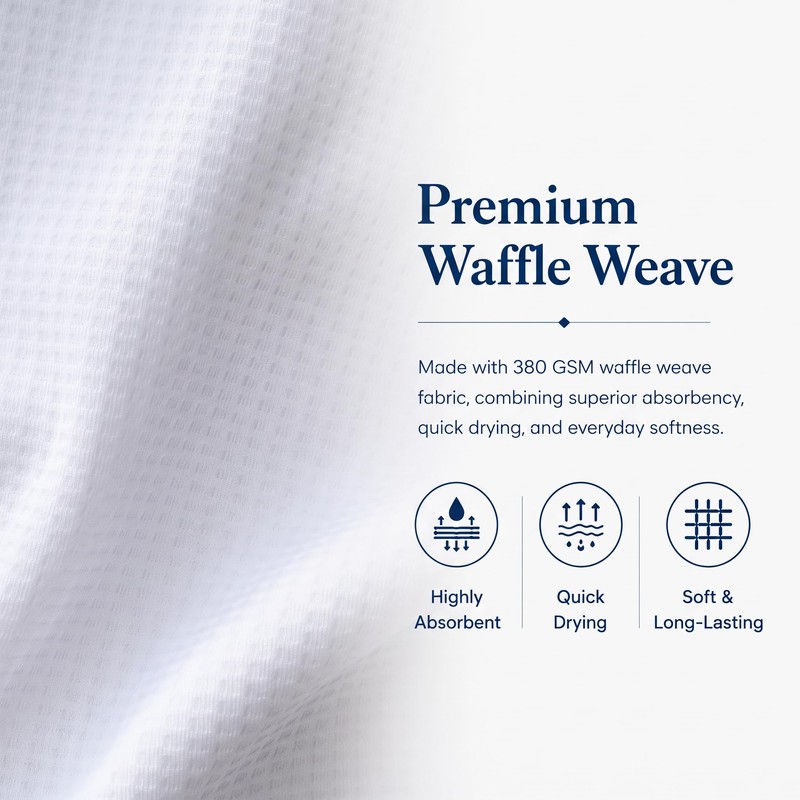Nestinco Set of 2 Waffle Weave Kitchen Towels, 380 GSM