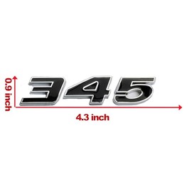 2PC 345 Emblem Decal Car Engine Letters Decal Plating Badge 3D Metal Style Fit for 300C for Charger Black Silver
