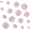 Viugex 24Pcs False Toenails Short Square, Blue Pink French Tip