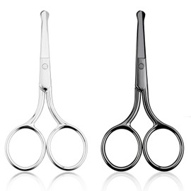 Gjinxi 2PCs Nose Hair Scissors, Safety Eyebrow Scissors Nose Hair Trimmers for Men Women, Blunt Tip Scissors Eyebrow Trimmer Small Travel Trimming Scissors for Facial Hair