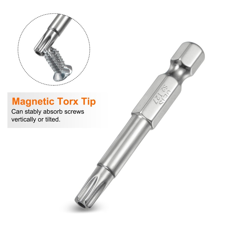 sourcing map 2pcs T27 Security Torx Bit 1/4" Hex Shank