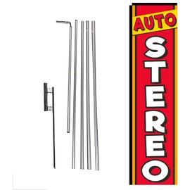 Auto Stereo Advertising Rectangle Feather Banner Swooper Flag Sign with Flag Pole Kit and Ground Stake