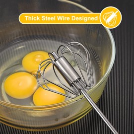 Egg Whisk,2 Pack Stainless Steel Home Kitchen Tool, Hand Easy Whisk Egg Beater Manual Mixer Blender for Whisking, Beating & Stirring (14 Inch and 10 Inch)