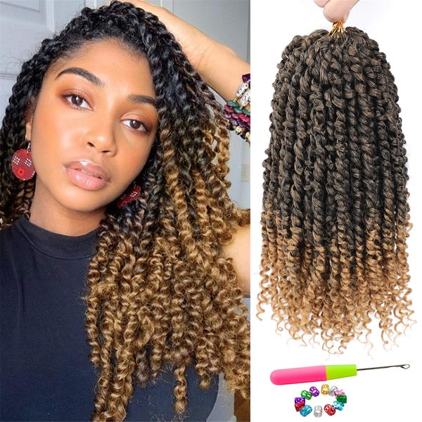 Passion Twist Hair - 8 Packs 12 Inch Passion Twist Crochet Hair For Women, Crochet Pretwisted Curly Hair Passion Twists Synthetic Braiding Hair Extensions (12 Inch 8 Packs, T27)