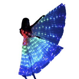 blinkee Remote Controlled Rainbow LED Wings Cape – Light-Up Festival Costume with Multicolor Glow for Dance Performances, Cosplay, and Raves – Adult Neon Cape with Expandable Poles