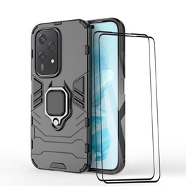 ESTH® Case for Honor 200 Lite 5G with 2 Pack Screen Protector, [360° Rotating Stand] [Military Grade Anti-Fall Protection], Cover Compatible with Magnetic Car Mount, Black