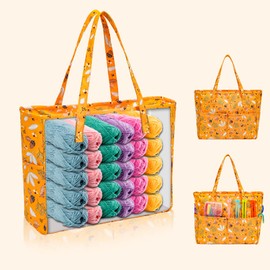 Coopay Craft Bag, Knitting Bags UK, Crochet Tote Bag, Craft Storage Bags for Crafting, Sewing, Cross Stitch or Embroidery, Crafters Bag, Knitting Project Travel Bag, Dragonfly