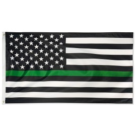 DANF Thin Green Line USA Flag for Army Military Sheriffs Law Enforcement Federal Agents Border Patrol Park Rangers Game Wardens Wildlife Conservation Environment 3x5 FT OD Green Flag