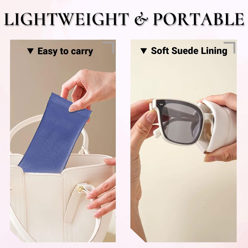 Crastilior Soft Glasses Case Leather eyeglass case Soft Sunglasses Pouch