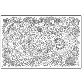 SJPRINTER Giant Coloring Poster for Kids and Adults - Creative Fun for Classrooms, Care Facilities, Schools, Groups and Families (Flower Garden, 30" x 42")