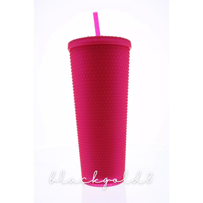 Starbucks Cold Cup Drink 2023 Ruby Bling Studded Hot Pink