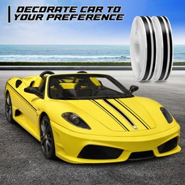 Spurtar Car Pinstripe Tape, Pinstriping Automotive Tape, Black Vinyl Pinstripe Decals for Car, Motorcycle and Boat, Racing Stripes DIY Stickers,2 Rolls x 32Ft,1/5” Stripe+ 1/10" Gap+ 1/10” Stripe