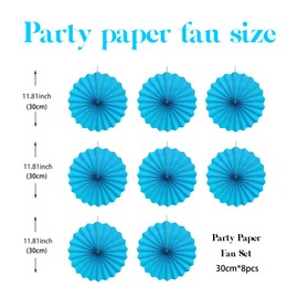 Blue Hanging Paper Fans,Blueaccessories Paper Decorations for Party,Blue Harmony Classroom Decorations,Party Decorations for Boys 12in Hanging Paper Fans 30 Color DIY Set (Sky Blue)