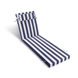 PNP FKJP Outdoor Patio Chaise Lounge Cushion with Headrest,with 100% Polyester，Comfortable and Stylish Patio Cushion “72 * 21” （Navy White）