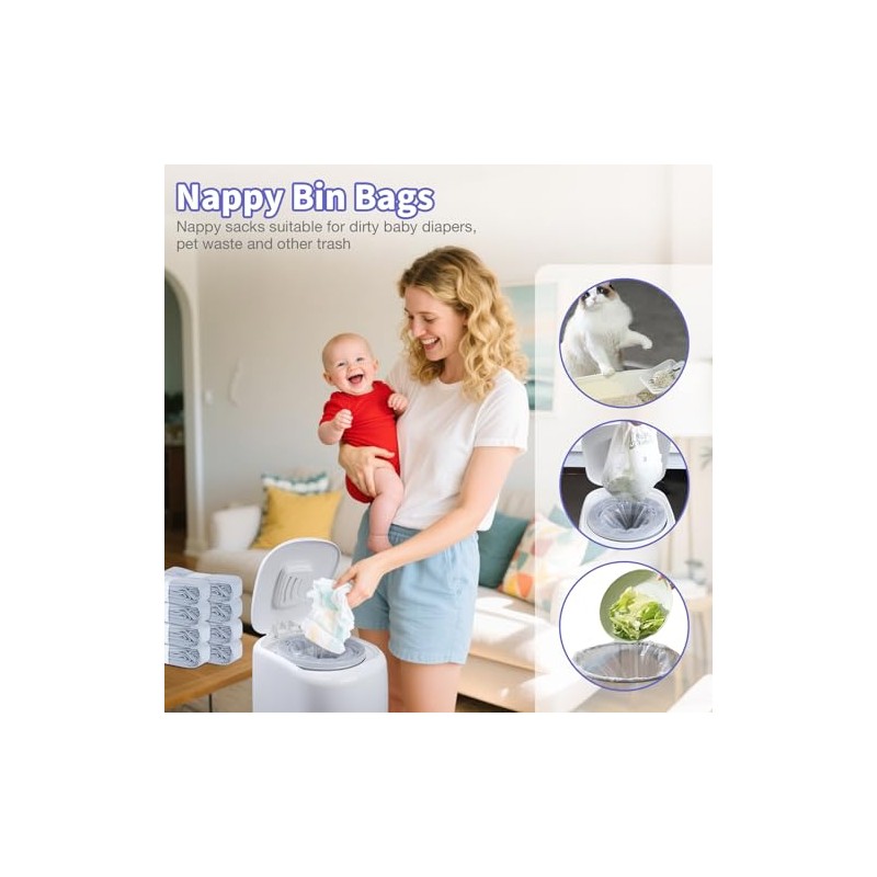8 Pack Nappy Bin Refills Compatible with Most Nappy Disposal