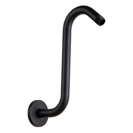 OFFO Shower Head Extension Arm 8 Inch, Matte Black S Shaped Shower Arm with Flange High Rise Goose Neck Shower Arm Extension