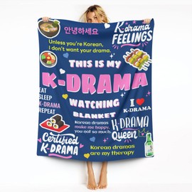 Kpop Blanket for Girls, Soft Korean Blanket, Perfect Kpop Gifts for Girls and K-Pop Lovers, Cozy Throw for Bedroom or Living Room Decor (Blue, 40"X50")
