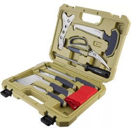 FLISSA 10 Piece Hunting Field Dressing Kit with Portable Storage Case Stainless Steel