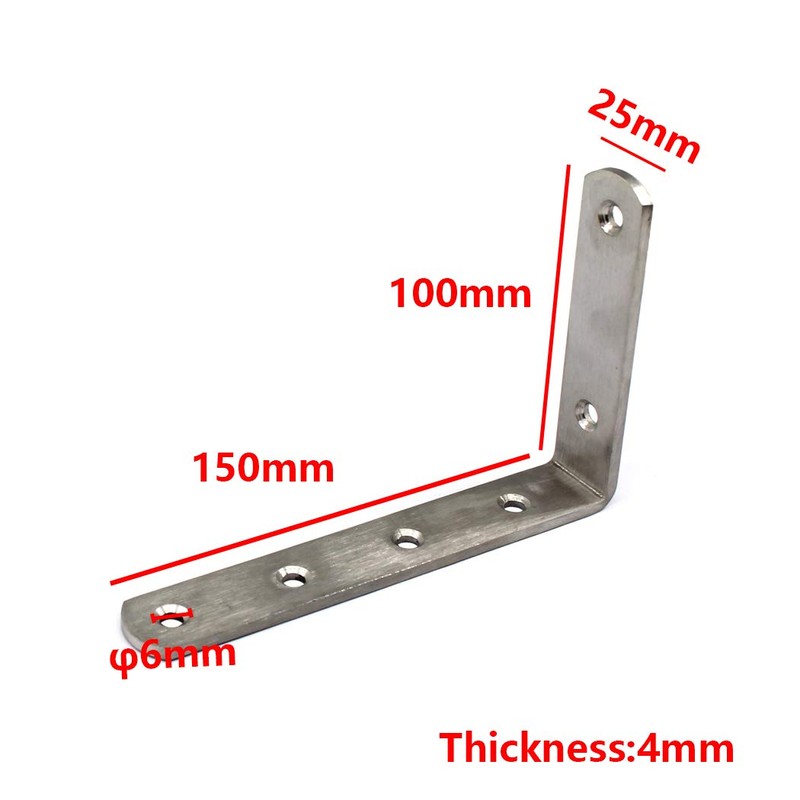 150 x 100 x 4 mm Stainless Steel Angle Connector