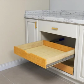 Elysian Roll-Out Wooden Drawer, 26" W × 21" D Slide-Out Cabinet Shelf with Full-Extension 35mm Ball-Bearing Glides, Pull-Out Storage Organizer for Kitchen Base Cabinets