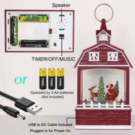 Eldnacele Musical Snow Globe Lantern with Timer, Lighted USB/Battery Operated Swirling Singing Water Glittering Lantern, Snow Globes Lantern for Adults and Kids Christmas Decoration- Santa