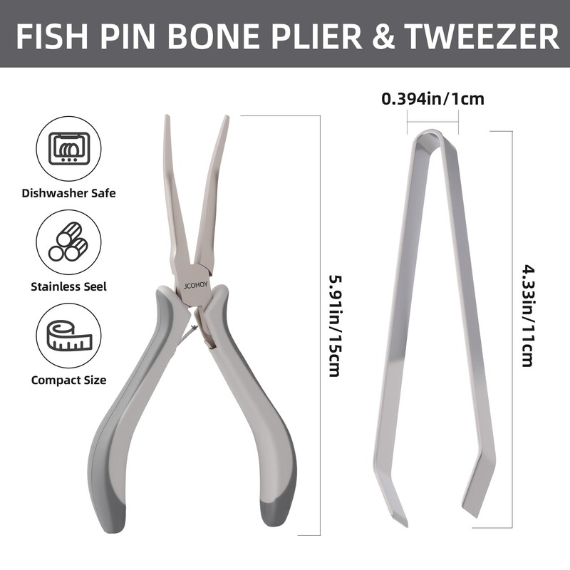Fish Bone Pliers Tweezers, Stainless Steel, 2pcs