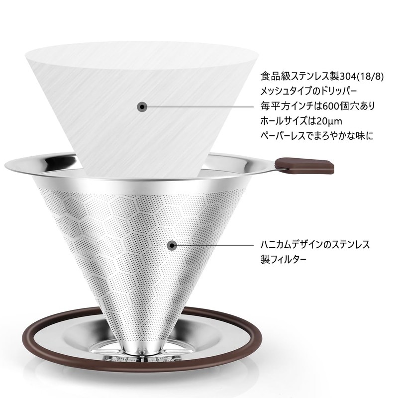 FACIACC Coffee Dripper Coffee Filter Stainless Steel Filter Slow Coffee