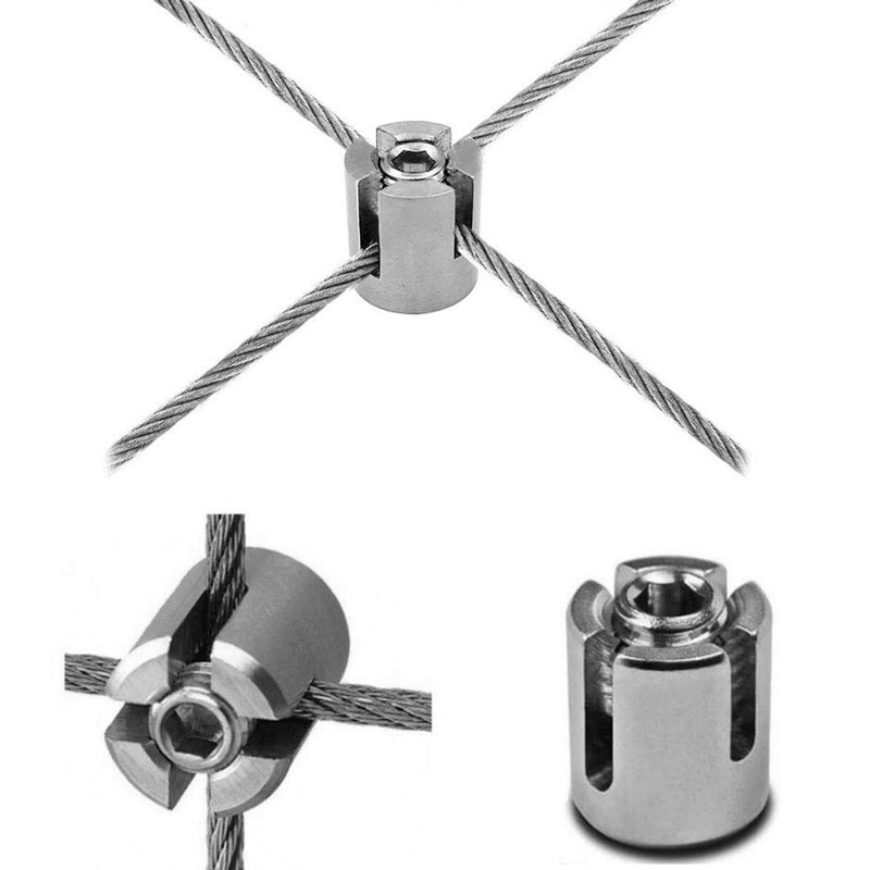 Cross Cable Clips, 10 Pieces Cross Wire Rope Clip Stainless