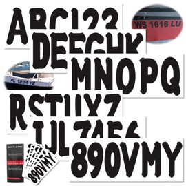 NorthBoat 4 Sets 3" Boat Letters Numbers Stickers Decals Black Smooth Waterproof Scratch Resistant for Boats Yachts & PWC