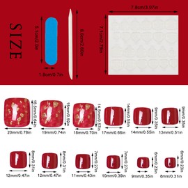 NICENEEDED 24 PCS Red Glossy Press on Toenails, Spring Summer Short Fake Toe Nail, Full Cover Artificial False Foot Nails Tips Reusable Acrylic Nails for Women Girls Foot Decoration