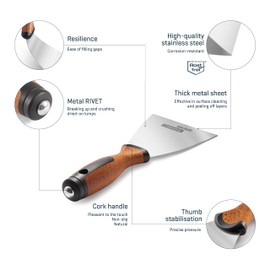 COMENSAL Drywall Spatula 150 mm - Professional Rustproof Drywall Spatula - Includes Metal Cap - Non-Slip Cork Handle - Made in EU