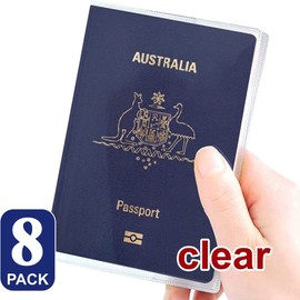 8 PCS Clear Passport Cover - Travel Holder Case Australia Waterproof Transparent Protector Travel Holder Organizer Protector for Passport, ID and Credit Cards Frosted