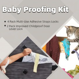 XiaLanXuan Baby Proofing Kit: Cabinet & Drawer Locks, Door Lever Safety Straps, Fridge & Oven Anchors - Child Proof Home Safety, 6-Pack