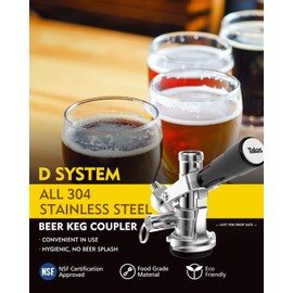 Talos BF KT85D-L D System Keg Tap Coupler, Silver