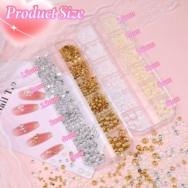 3 Boxes Flatback Pearls and 3D Flowers for Nails, Luxurious Half Pearl Nail Charm Gems for Nails ABS Round Plastic Beads, Mixed Camellia Flower Butterfly Charms for Acrylic Nail Art DIY Accessories