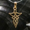 Celtic Triangle Bronze Pendant Necklace Jewellery, incl black cotton sting,