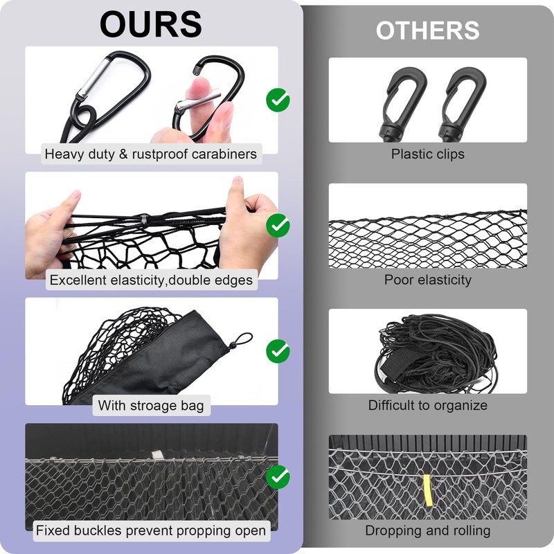 Envelope Style Cargo Net Compatible with Toyota Tacoma 2005-2024, Highly
