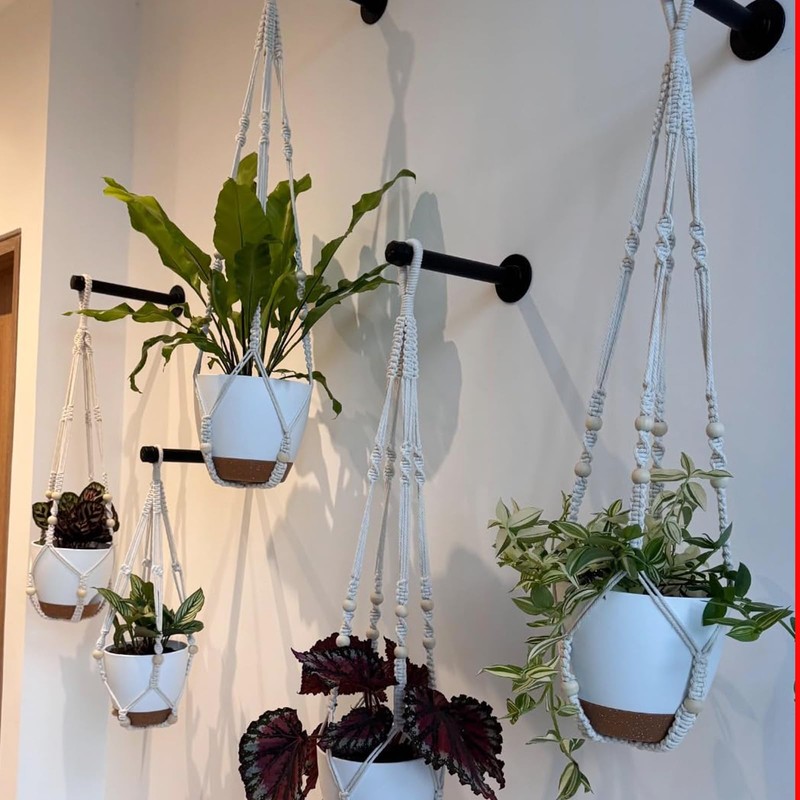 FUNSUEI 6 Inch Hanging Planters Set of 3, Self Watering