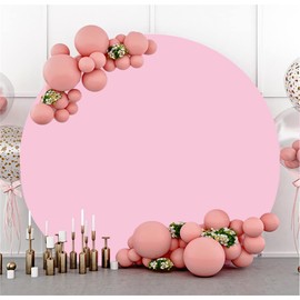 Pink Round Backdrop Cover 6x6ft Polyester Fabric Pure Solid Color Pastel Pink Circle Backdrop for Birthday Party Baby Bridal Shower Backdrop for Adults Kids Portrait Photo Studio Props