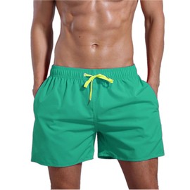QRANSS Surf Men's Quick Dry Swim Trunks Bathing Suit Beach Shorts (Green)