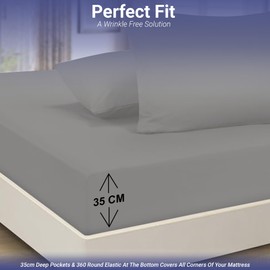 SAMAYISH 100% Egyptian Cotton Double Fitted Sheet 400 Thread Count Bed Sheets 35cm Deep Fitted Sheets For Double Bed with 360° Round Elastic Fitted Sheets