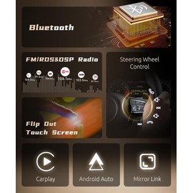 Android 13 2G+64G Single Din Touchscreen Car Stereo DSP Radio Wireless Carplay Android Auto,7‘’ IPS Manual Flip-Out Touch Screen,5.0 Bluetooth,FM/RDS,GPS,SWC,Mirror Link,Fast Charging,Backup Camera