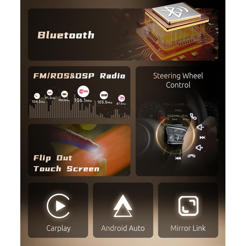 Android 13 2G+64G Single Din Touchscreen Car Stereo DSP Radio